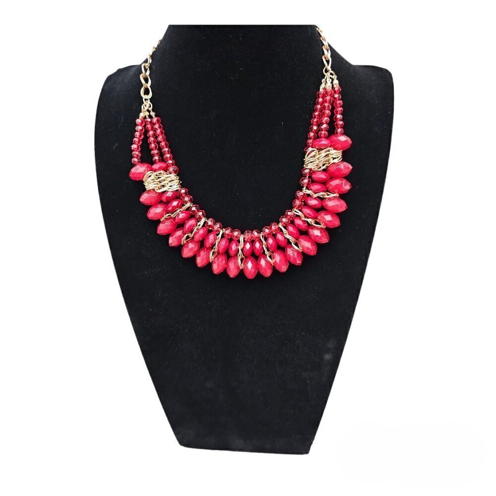 💎Infused Red & Gold Statement Vintage Bib Necklace